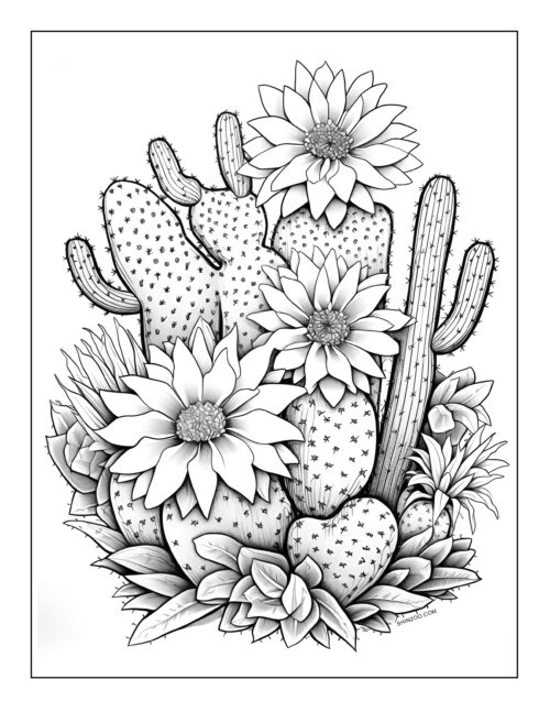 Cactus coloring sheets pages 02