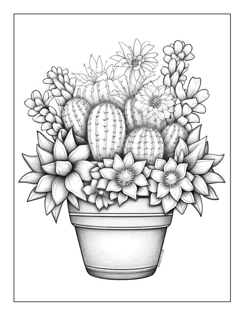 Cactus Coloring Sheet 08