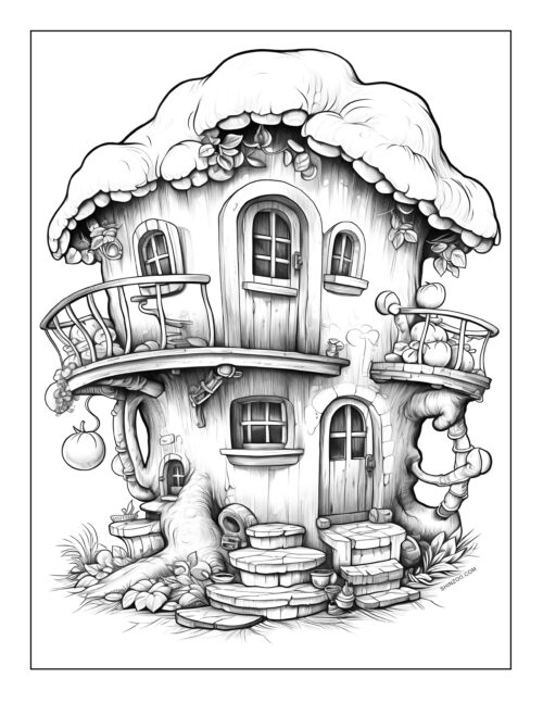 Fairy Houses Coloring Page 03