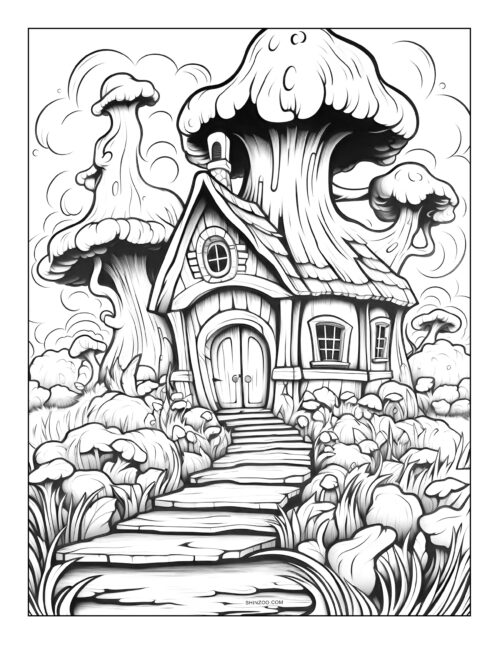 Fairy Houses Coloring Page 08