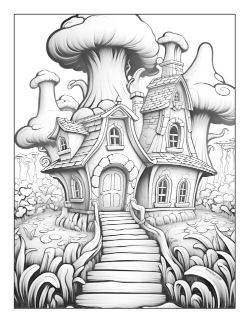 Fairy Houses Coloring Page 10