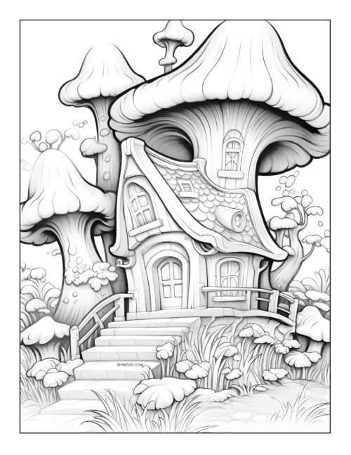 Fairy Houses Coloring Page 11