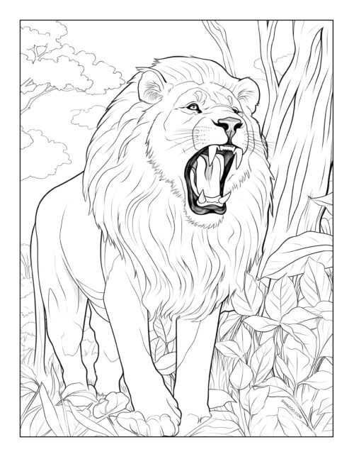 Angry Lion Free Coloring Page Printable