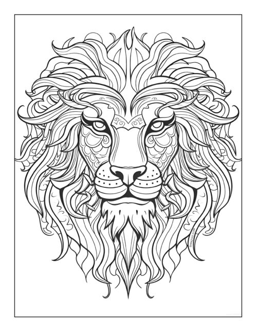 Abstract Lion Art Coloring Page Printable