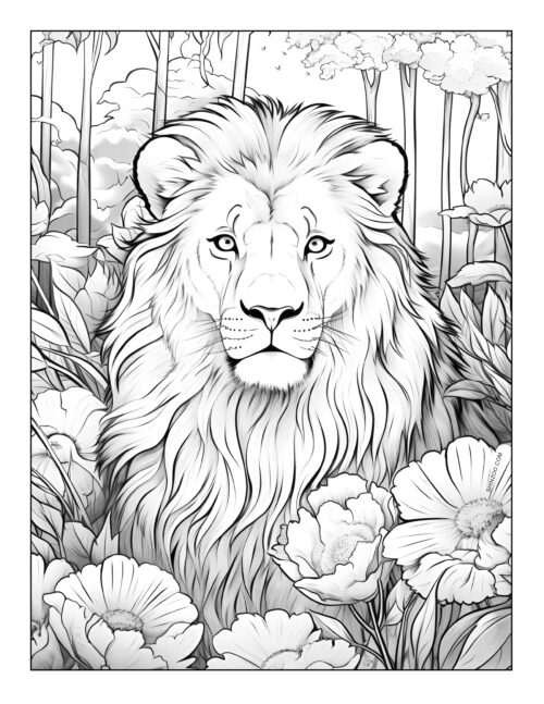 Noble and Powerful Lion Coloring Page