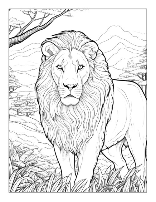 Courageous Lion Coloring Page Printable