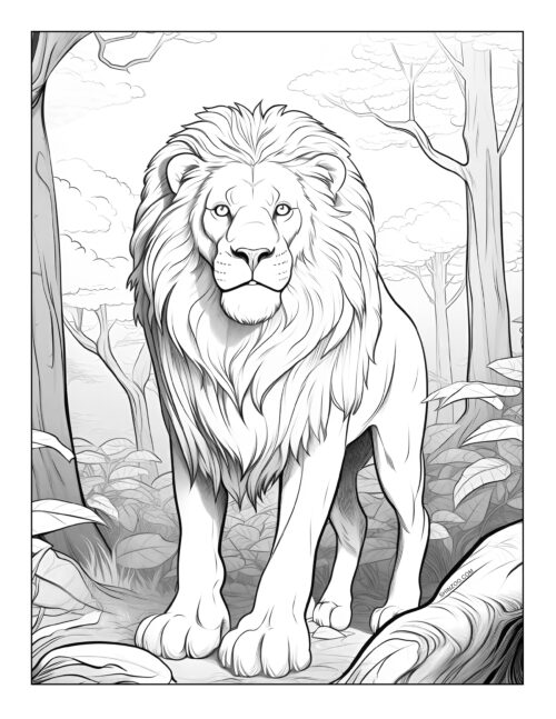 Dominant Lion Coloring Page Printable Free