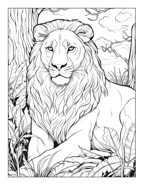 Formidable and Proud Lion Coloring Page