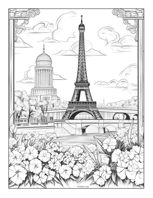 Paris Coloring Page 01