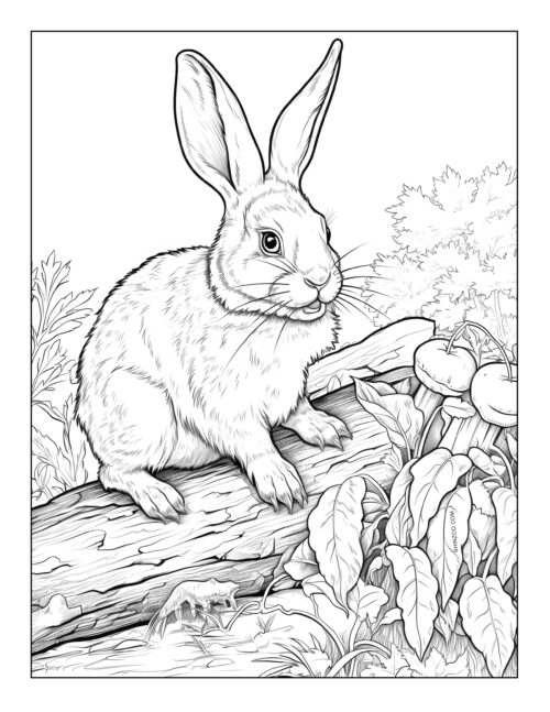 Curious Rabbit Coloring Page Printable Free