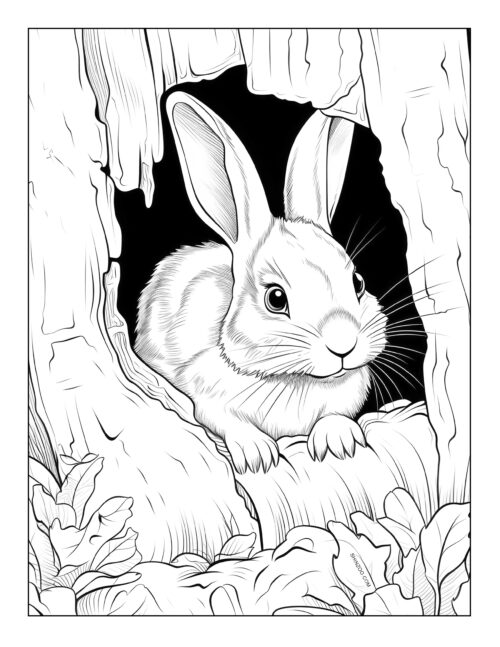 Adorable and Cute Rabbit Printable Coloring Page
