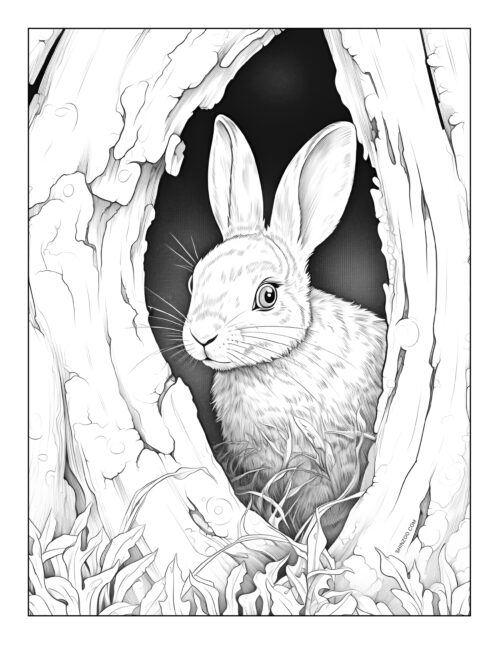 Playful Rabbit Coloring Page Printable