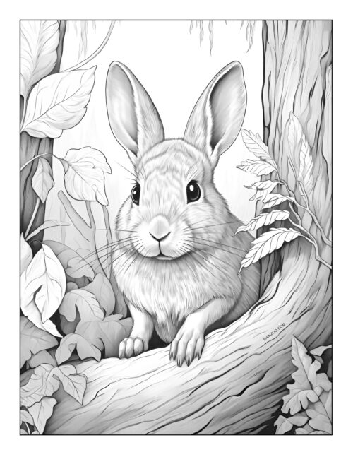 Printable Cute Rabbit Coloring Page