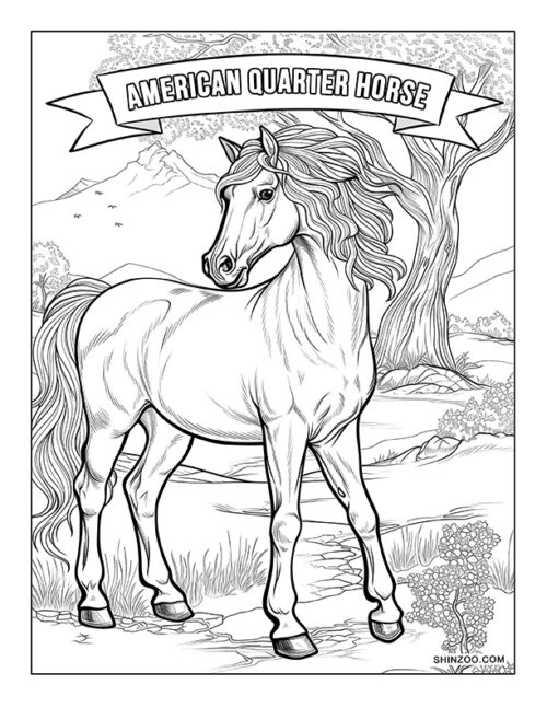 American Quarter Horse Coloring Page 01