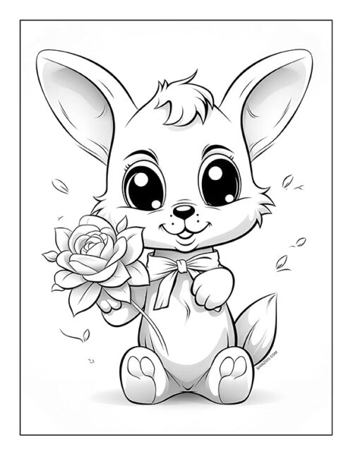 Animal With Flower Coloring Page 01