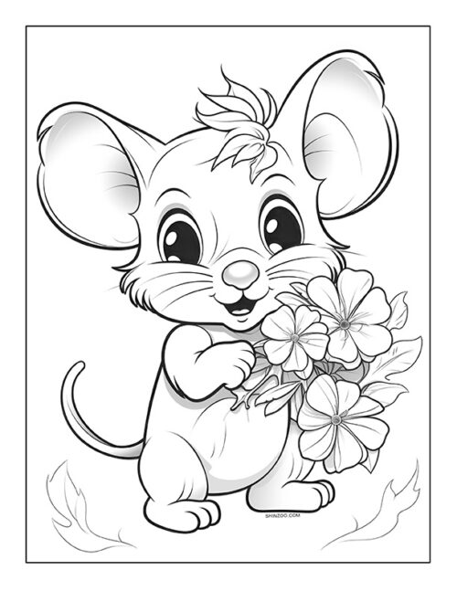 Animal With Flower Coloring Page 03