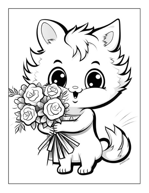 Animal With Flower Coloring Page 06
