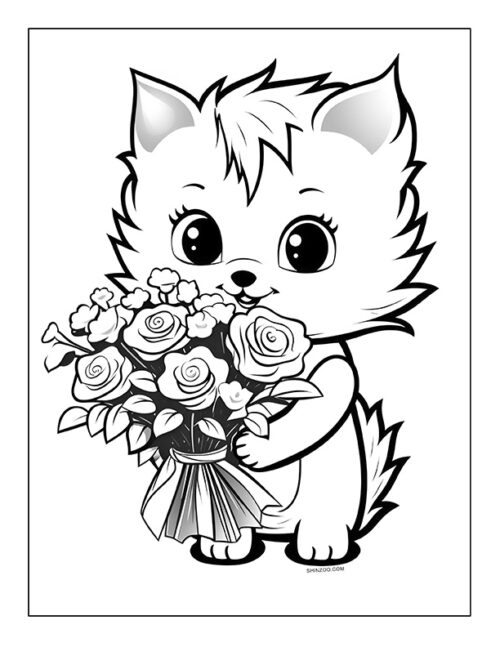 Animal With Flower Coloring Page 09