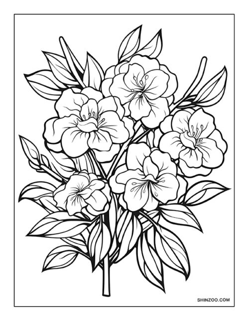 Azalea Flower Coloring Page 02