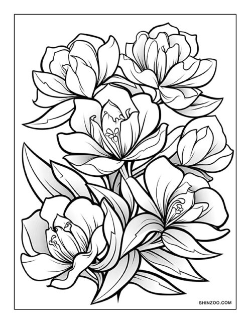 Azalea Flower Coloring Page 03