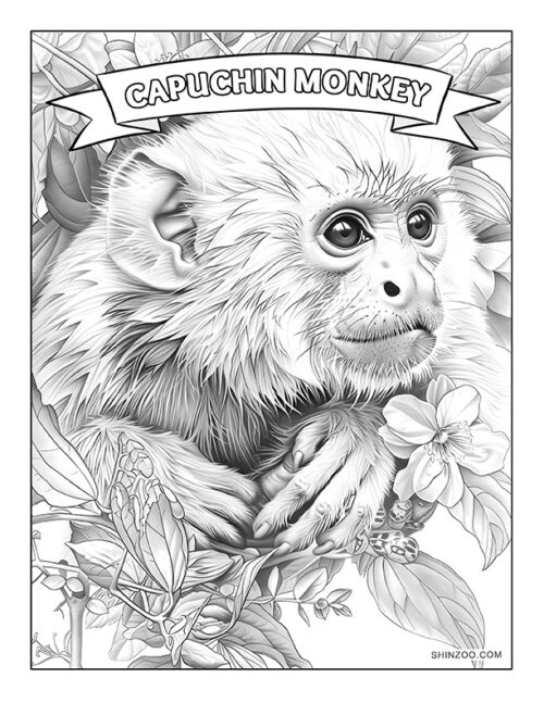 Capuchin Monkey Coloring Page 01