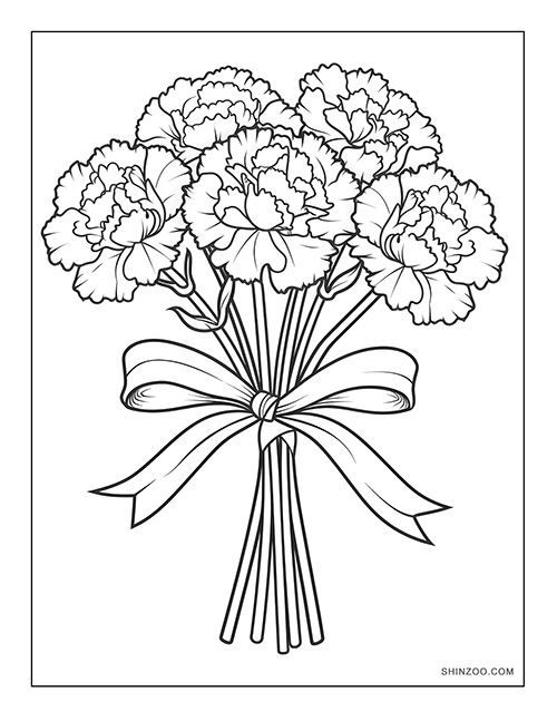 Carnation Flower Coloring Page 01