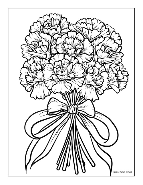 Carnation Flower Coloring Page 02