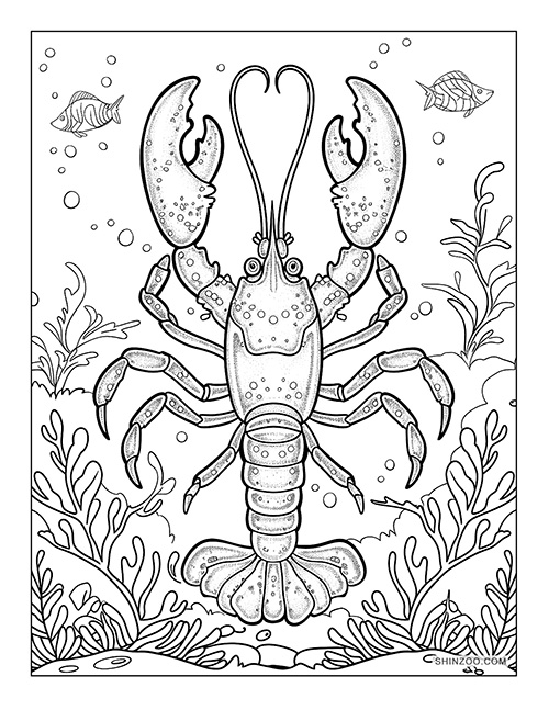 Cartoon Lobster Coloring Page 01