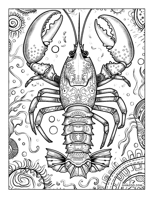 Cartoon Lobster Coloring Page 02