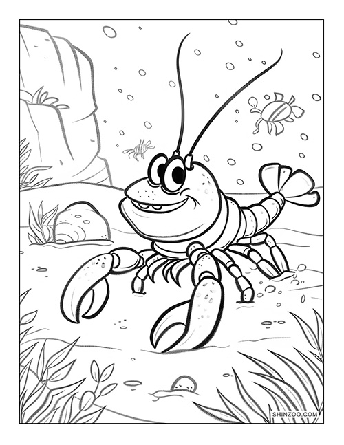 Cartoon Lobster Coloring Page 03