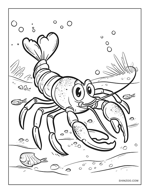 Cartoon Lobster Coloring Page 04