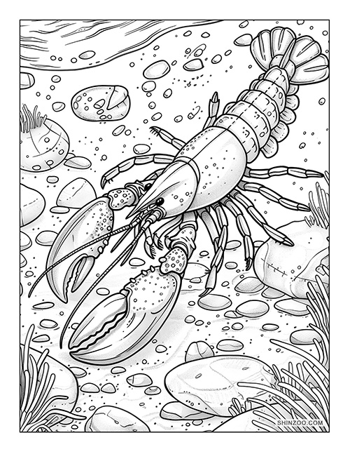 Cartoon Lobster Coloring Page 05