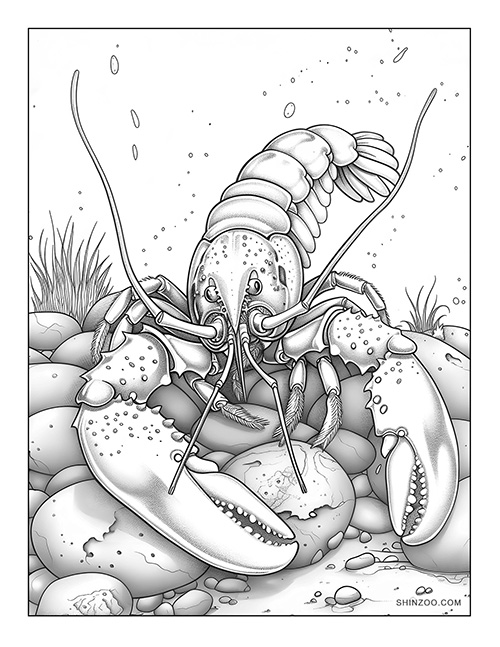 Cartoon Lobster Coloring Page 06