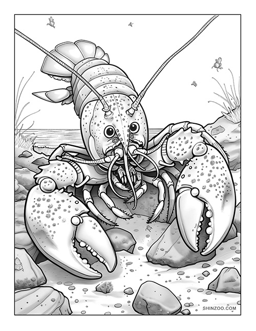 Cartoon Lobster Coloring Page 07