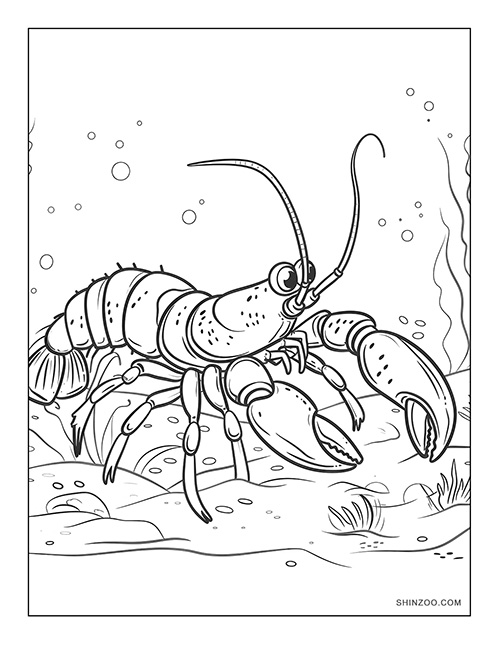 Cartoon Lobster Coloring Page 08