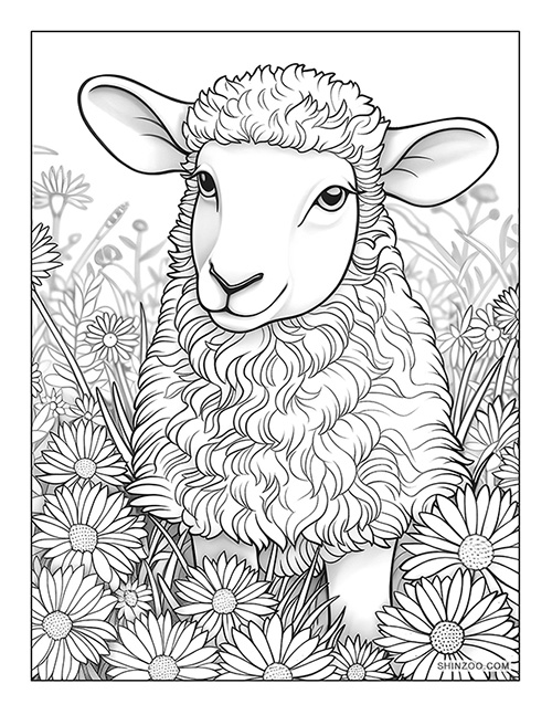 Cartoon Sheep Coloring Page 04