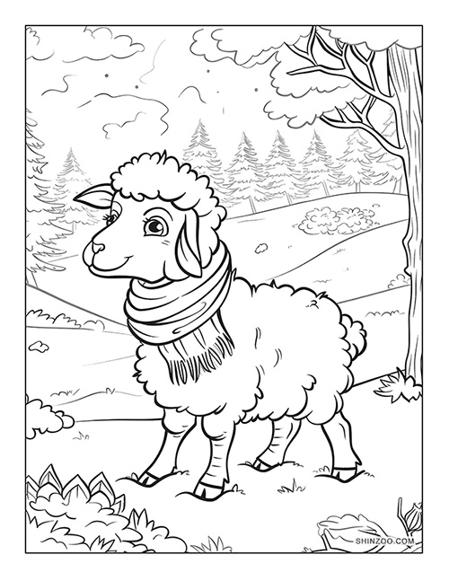 Cartoon Sheep Coloring Page 06