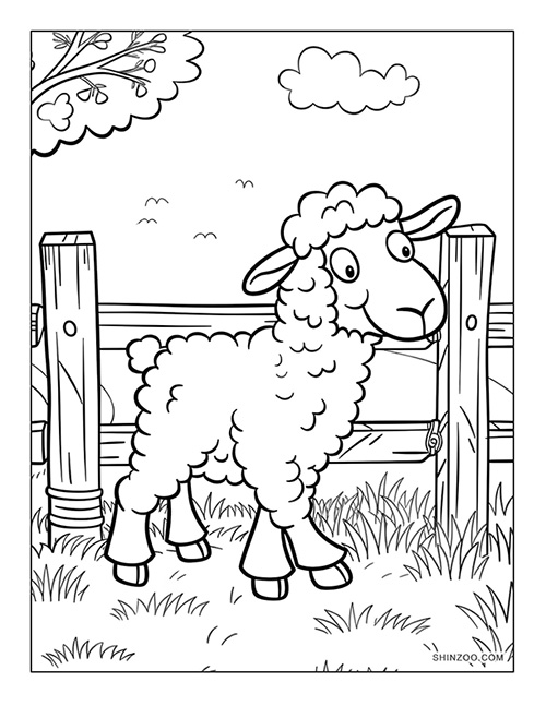 Cartoon Sheep Coloring Page 07