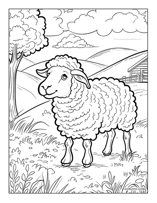 Cartoon Sheep Coloring Page 08