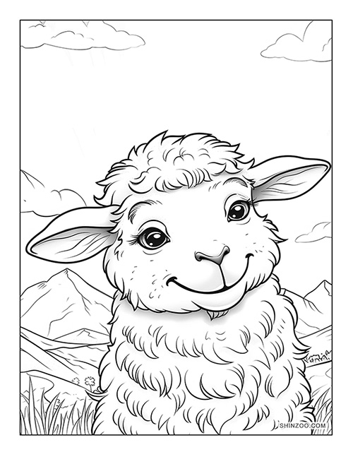 Cartoon Sheep Coloring Page 09