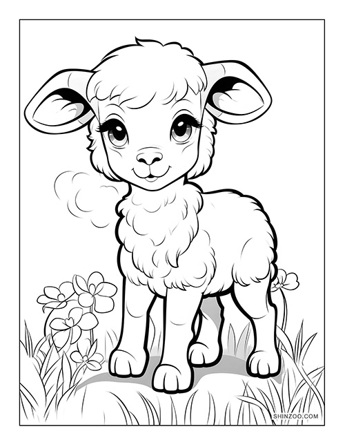 Cartoon Sheep Coloring Page 10