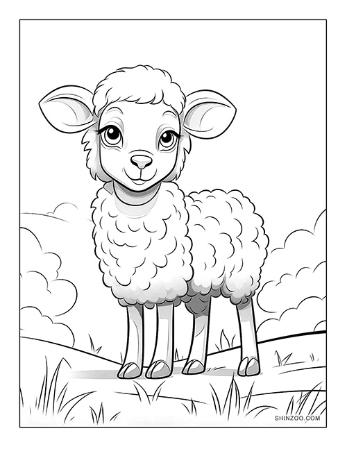 Cartoon Sheep Coloring Page 11