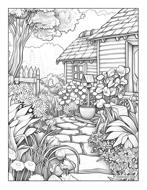 Cottage Garden Coloring Page 03