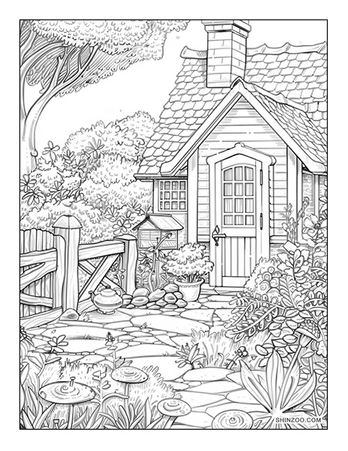 Cottage Garden Coloring Page 05