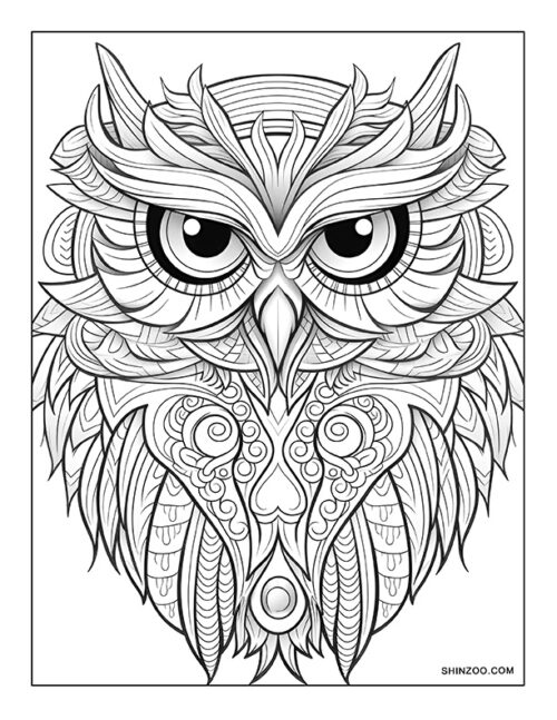 Crested Owl Coloring Page 04