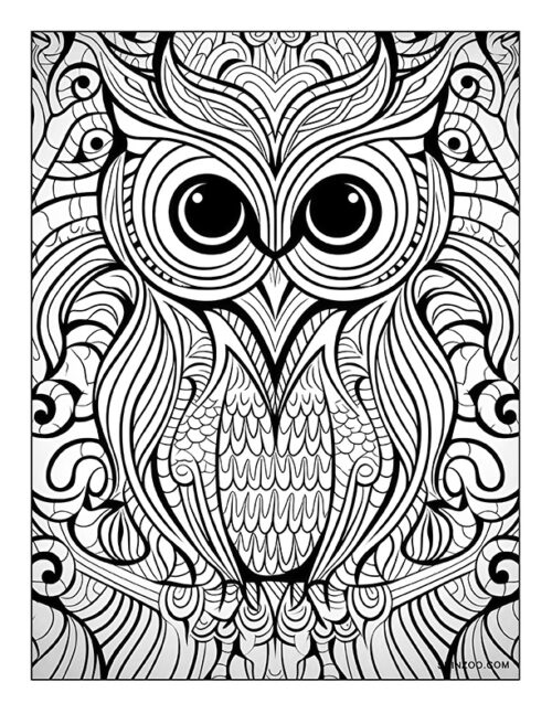 Crested Owl Coloring Page 06