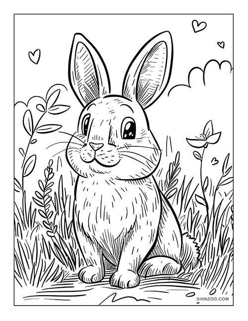 happy easter bunny springtime coloring page printable free