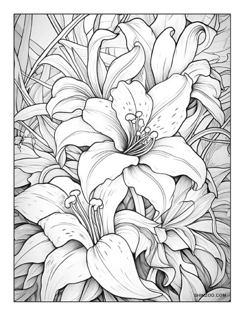 Exotic Flowers Coloring Page 01