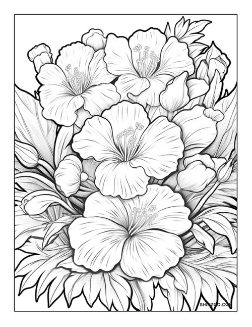 Exotic Flowers Coloring Page 02