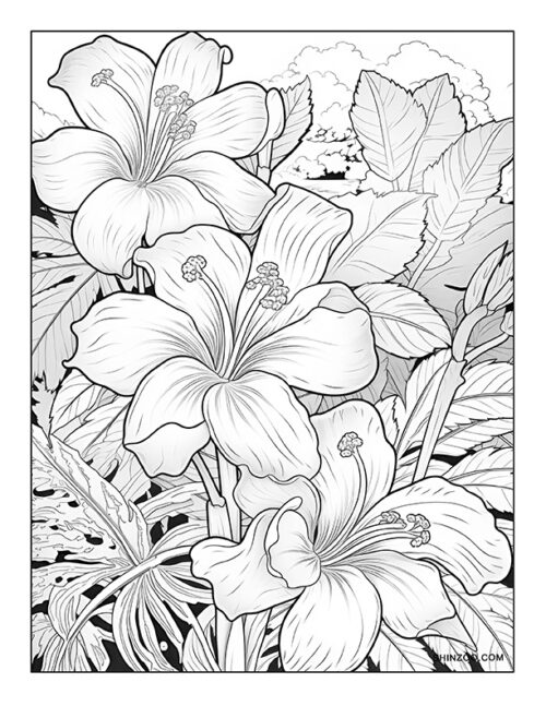Exotic Flowers Coloring Page 03